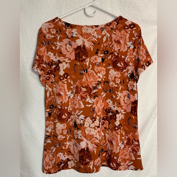 Diana Belle Short Sleeve Floral Blouse w/ Front Tie Women’s L - Picture 2 of 3